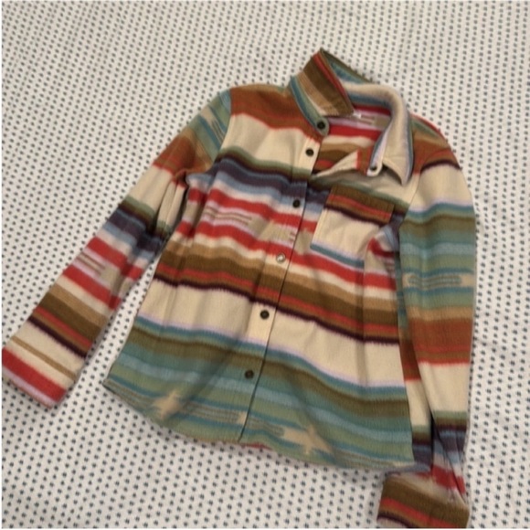 O'Neill Kids Fleece Striped Button Down Shirt - Multicolor - Picture 4 of 12